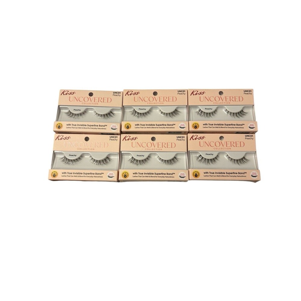 Kiss Uncovered Collection Eye Lashes UNC01 Peachy 6 Packs Bundle